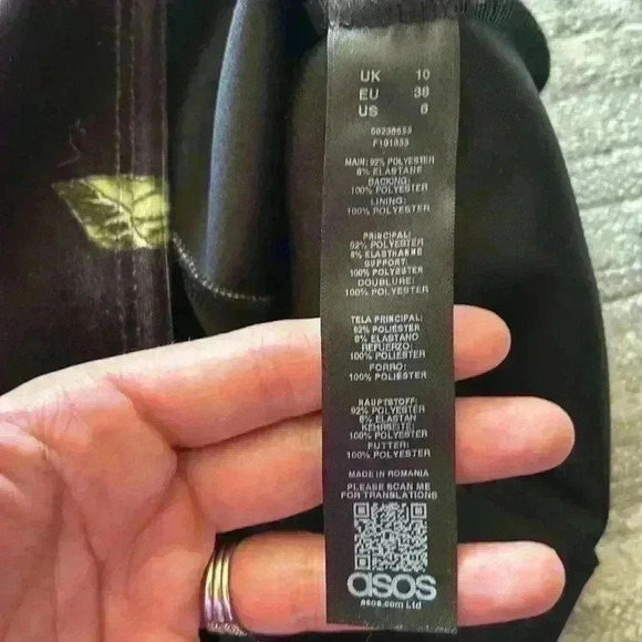 ASOS Dress Women’s Size 6 Floral Off Shoulder Mini Velvet Feeling - Picture 5 of 5